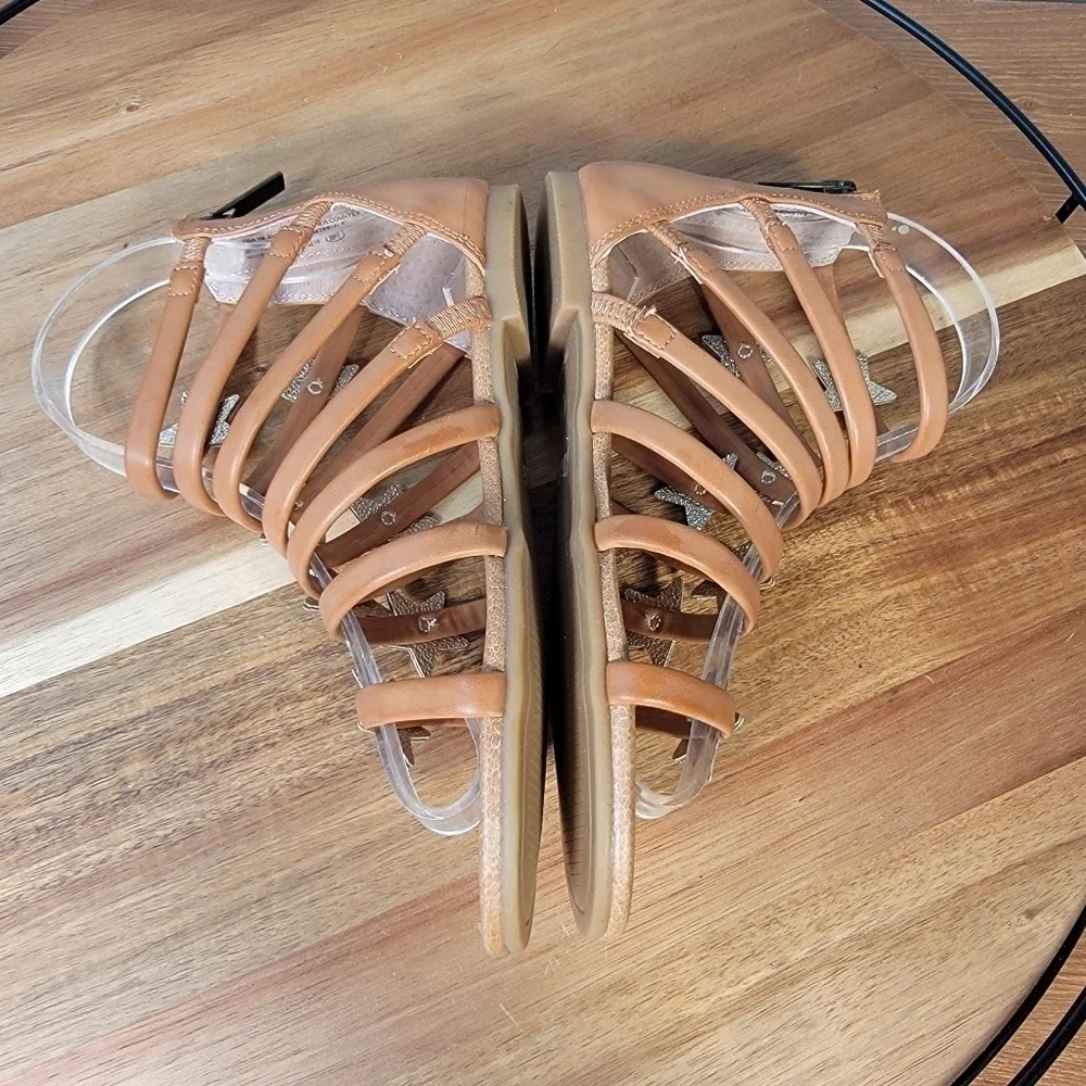 Kidpik Gold Stars Gladiator Sandals Size 1